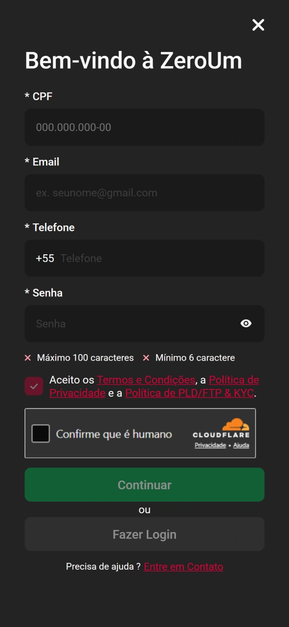 Veja como preencher o formulário de registro rapidamente no aplicativo Zeroum.