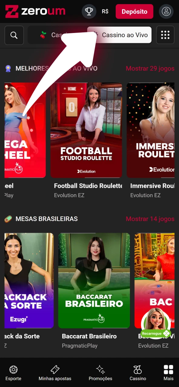 Entre em mesas com crupiês no cassino oficial da Zeroum.