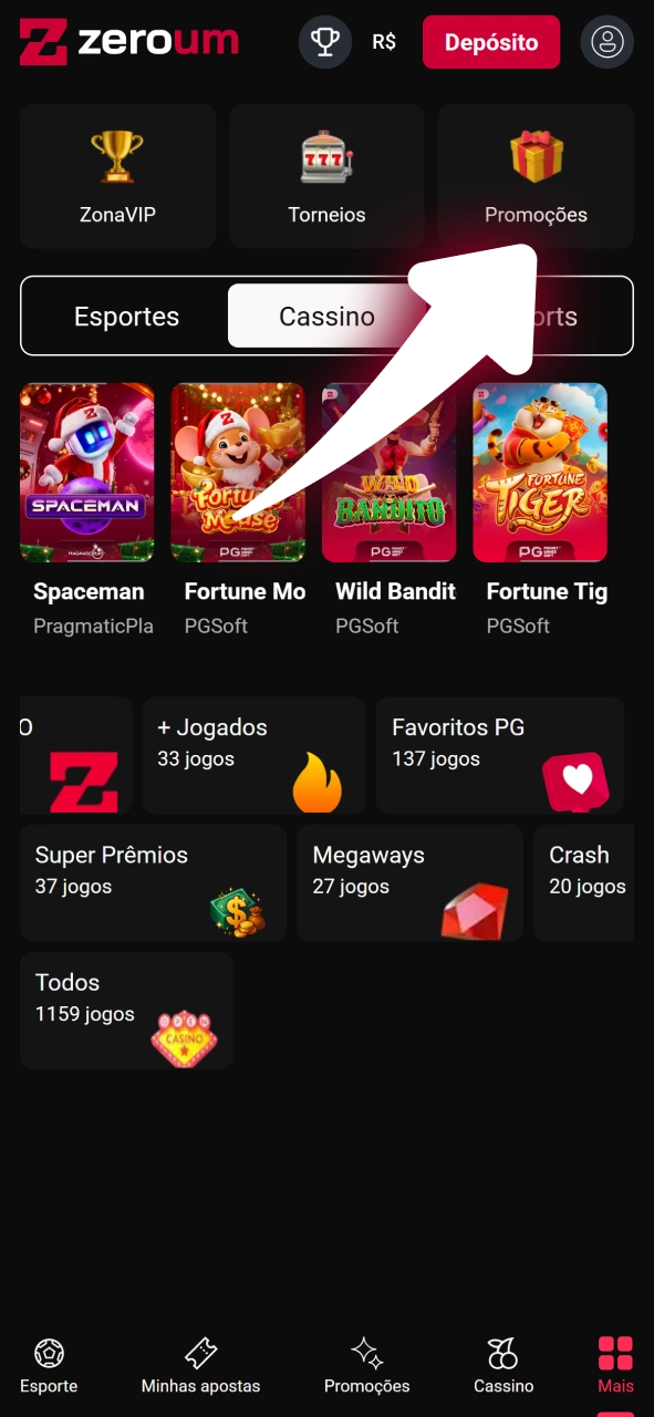 Resgate seu promoções de boas-vindas no portal oficial da Zeroum.