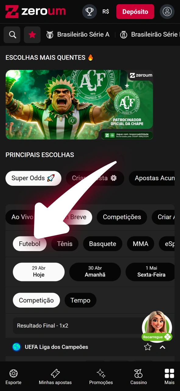 Selecione campeonatos de futebol no site oficial da Zeroum Brasil.