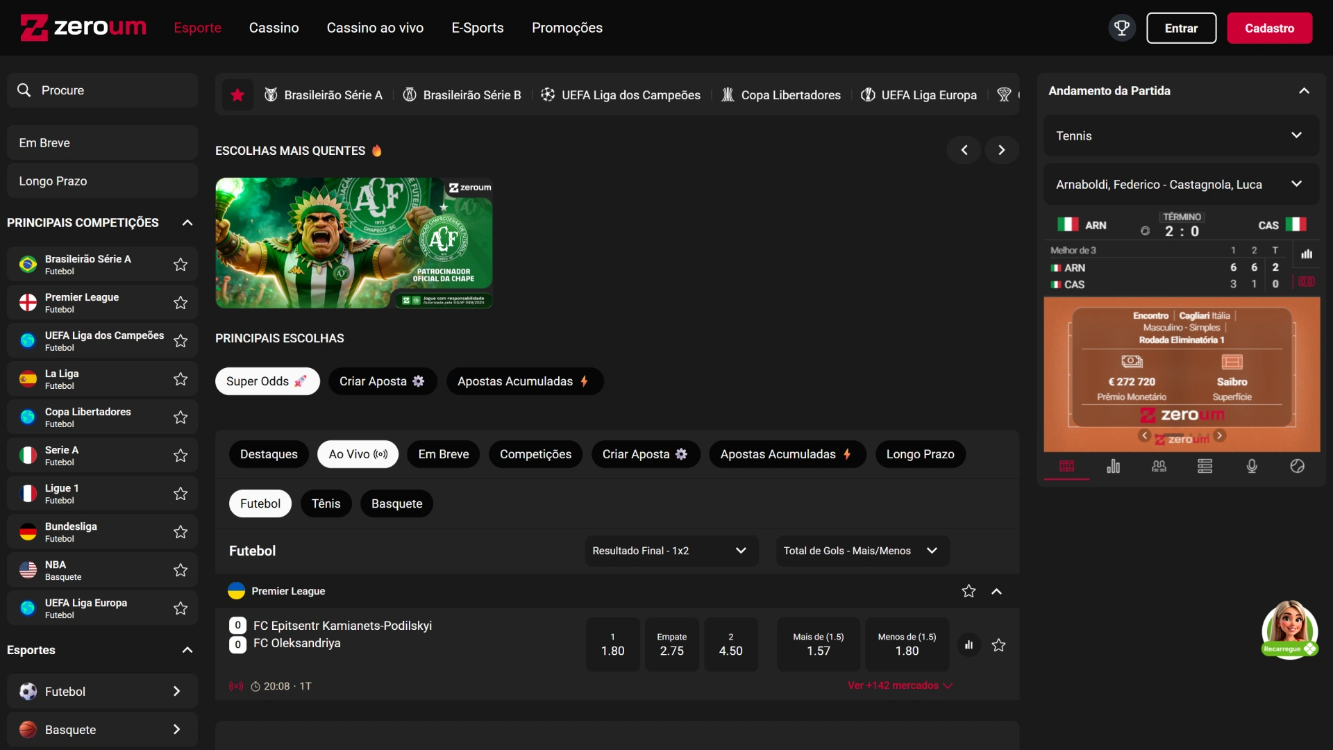 Explore os diversos mercados de apostas esportivas com as melhores odds na Zeroum.