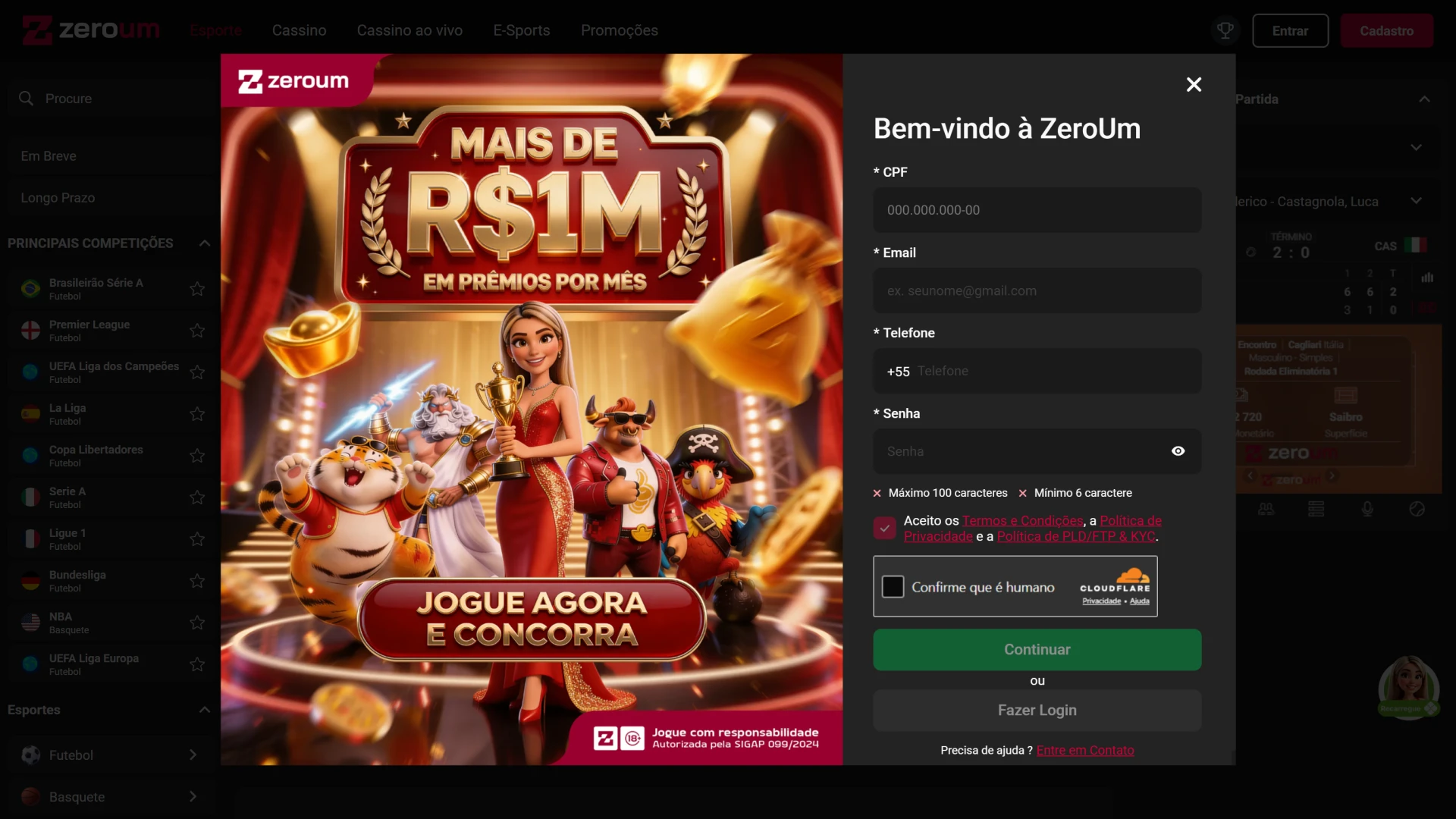Veja como é rápido e simples criar sua conta para começar a ganhar na Zeroum.