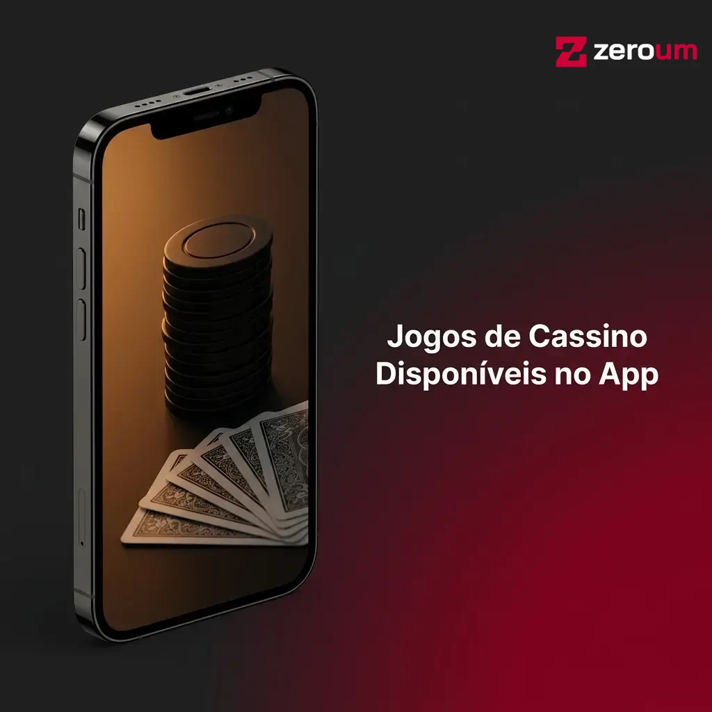 Jogos de cassino no app Zeroum: slots, roleta, blackjack, bacará e game shows ao vivo disponíveis.