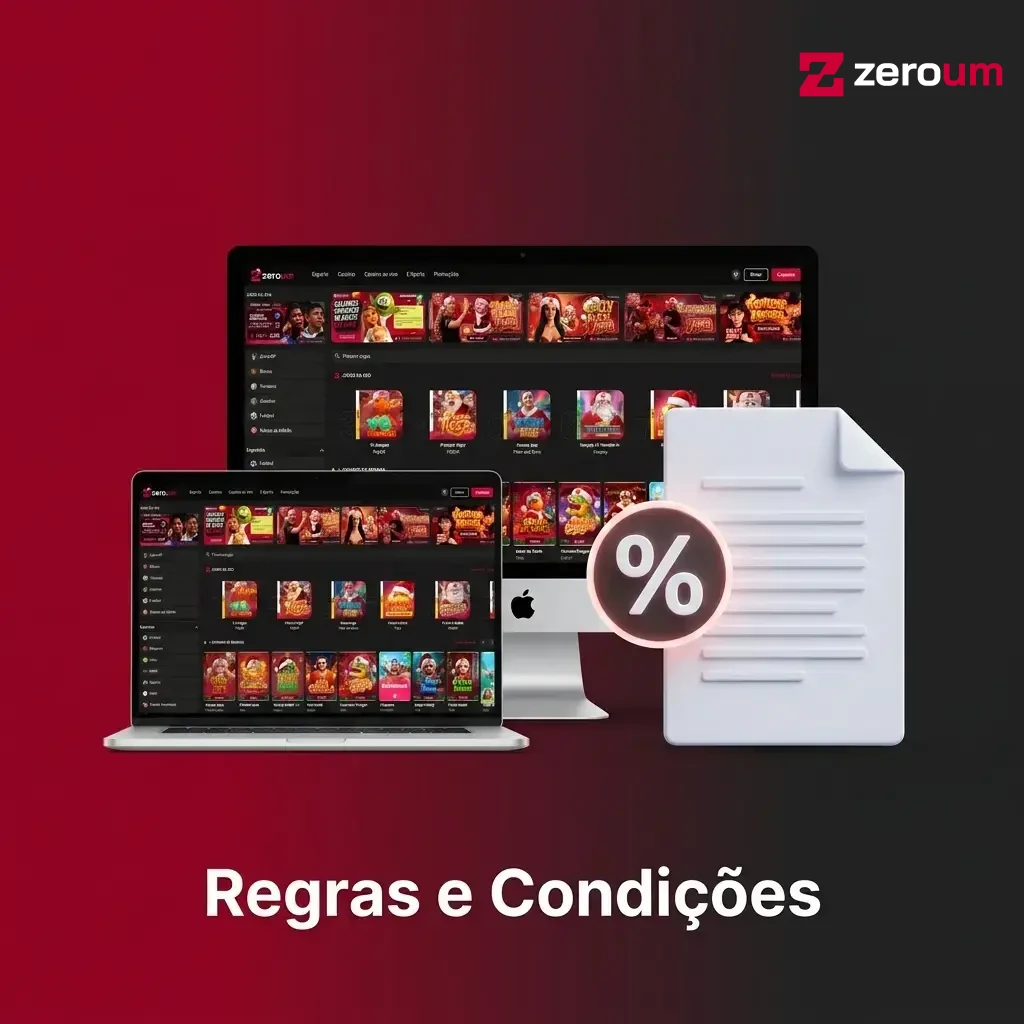 Regras e condições da Zeroum: idade mínima, conta única, saques, proibições e verificação de identidade.